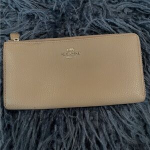 Coach Beige Leather Zip Wallet